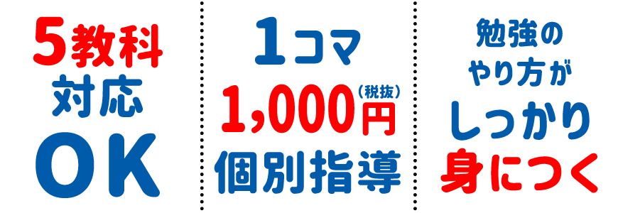 5教科OK! 1コマ1000円?個別指導、勉強のやり方がしっかり身につく